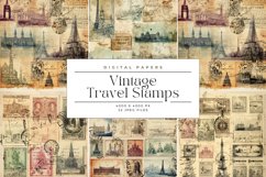 32 Vintage Travel Stamps Background Product Image 3