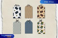 Vintage Travel Suit Cases Patterned Shaped Tags Product Image 1