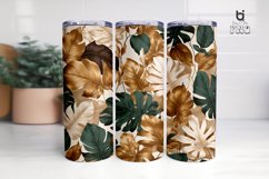 Vintage Tropical Green Brown Leaves 3D Tumbler Wrap Product Image 3