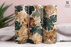 Vintage Tropical Green Brown Leaves 3D Tumbler Wrap Product Image 4