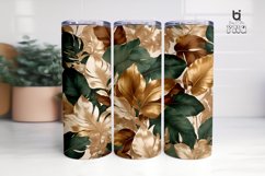 Vintage Tropical Green Brown Leaves 3D Tumbler Wrap Product Image 5