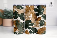 Vintage Tropical Green Brown Leaves 3D Tumbler Wrap Product Image 7