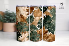 Vintage Tropical Green Brown Leaves 3D Tumbler Wrap Product Image 9