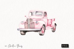 Watercolor Pink Pickup Truck PNG | Spring PNG Product Image 1