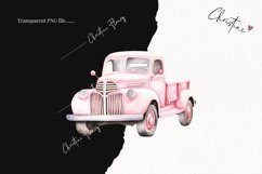Watercolor Pink Pickup Truck PNG | Spring PNG Product Image 2
