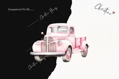 Watercolor Pink Pickup Truck PNG | Spring PNG Product Image 2