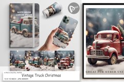 Digital Paper Vintage Truck Christmas Product Image 1