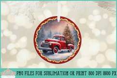 Vintage Red Truck Christmas Ornament Sublimation