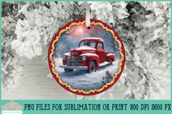 Vintage Red Truck Christmas Ornament Sublimation