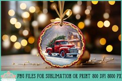 Vintage Red Truck Christmas Ornament Sublimation