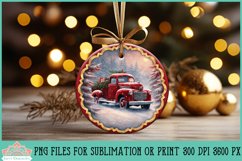 Vintage Red Truck Christmas Ornament Sublimation