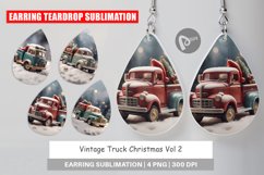 Earring teardrop sublimation design Vintage Truck Christmas Product Image 1