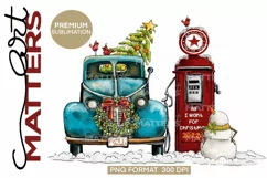 Vintage Truck Snowman Gas Pump 2023 - 300 DPI - Hand Painted Product Image 1
