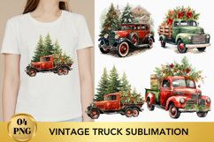 4 png Vintage Truck Farm Clipart, Christmas Truck Sublimatio Product Image 1