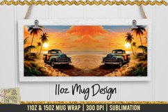 Vintage Truck - Tropical Beach Sunset Mug Wrap | 300 dpi PNG Product Image 2