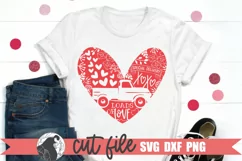 Retro Valentine SVG shown on a white t-shirt