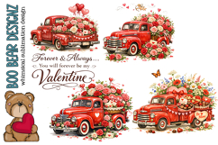 Vintage Valentine Truck Clipart Product Image 1