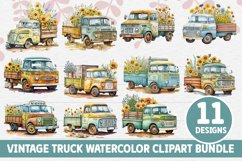 Vintage Truck Watercolor Clipart Bundle Product Image 1