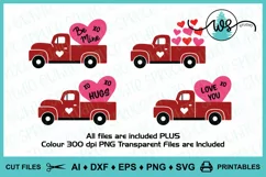 Vintage Truck with Valentine Hearts, Valentine SVG, Love SVG Product Image 2