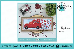 Vintage Truck with Valentine Hearts, Valentine SVG, Love SVG Product Image 8