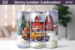 Vintage Truck Tumbler Wrap | Christmas Farm Tumbler Product Image 1
