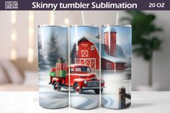 Vintage Red Truck Tumbler Wrap | Christmas Farm Tumbler Product Image 1