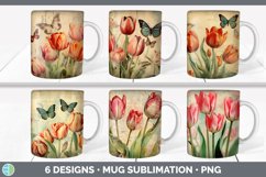 Bundle of six Decoupage Tulips Mug Wrap designs.