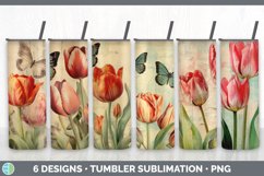 Bundle of six Decoupage Tulips Tumbler designs.