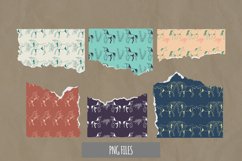 Vintage Unicorn and Floral Seamless Pattern Torn Paper Product Image 1
