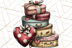 Vintage Valentine Gift Boxes Clipart PNG, Romantic Heart Product Image 3