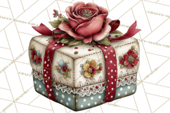 Vintage Valentine Gift Boxes Clipart PNG, Romantic Heart Product Image 3