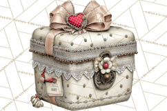 Vintage Valentine Gift Boxes Clipart PNG, Romantic Heart Product Image 4