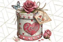 Vintage Valentine Gift Boxes Clipart PNG, Romantic Heart Product Image 4
