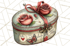 Vintage Valentine Gift Boxes Clipart PNG, Romantic Heart Product Image 5
