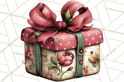 Vintage Valentine Gift Boxes Clipart PNG, Romantic Heart Product Image 2
