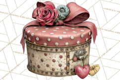 Vintage Valentine Gift Boxes Clipart PNG, Romantic Heart Product Image 3