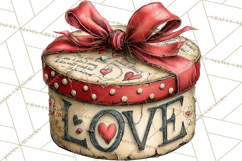 Vintage Valentine Gift Boxes Clipart PNG, Romantic Heart Product Image 4