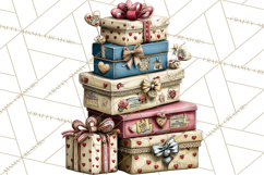 Vintage Valentine Gift Boxes Clipart PNG, Romantic Heart Product Image 3