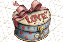 Vintage Valentine Gift Boxes Clipart PNG, Romantic Heart Product Image 2