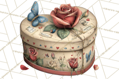 Vintage Valentine Gift Boxes Clipart PNG, Romantic Heart Product Image 3