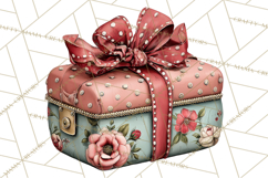 Vintage Valentine Gift Boxes Clipart PNG, Romantic Heart Product Image 5
