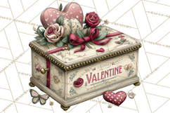 Vintage Valentine Gift Boxes Clipart PNG, Romantic Heart Product Image 2