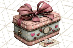 Vintage Valentine Gift Boxes Clipart PNG, Romantic Heart Product Image 3