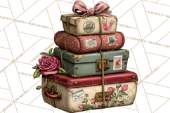 Vintage Valentine Gift Boxes Clipart PNG, Romantic Heart Product Image 4
