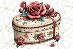 Vintage Valentine Gift Boxes Clipart PNG, Romantic Heart Product Image 5