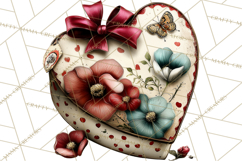 Vintage Valentine Gift Boxes Clipart PNG, Romantic Heart Product Image 2