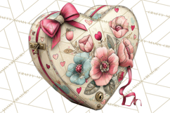 Vintage Valentine Gift Boxes Clipart PNG, Romantic Heart Product Image 3