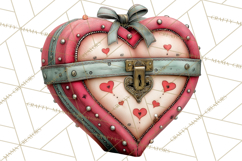 Vintage Valentine Gift Boxes Clipart PNG, Romantic Heart Product Image 4