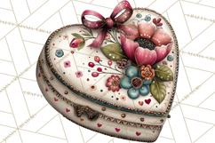 Vintage Valentine Gift Boxes Clipart PNG, Romantic Heart Product Image 5