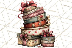 Vintage Valentine Gift Boxes Clipart PNG, Romantic Heart Product Image 5
